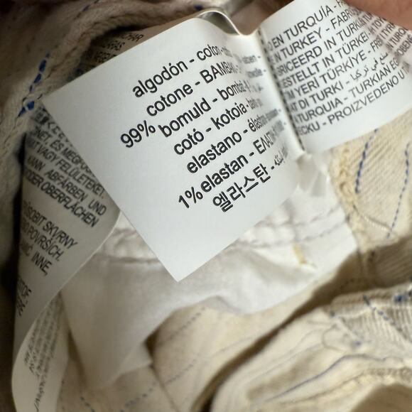 Zara Cream Blue Pinstripe High Rise Straight Leg Denim Jeans Preppy Size 8 - Picture 8 of 8